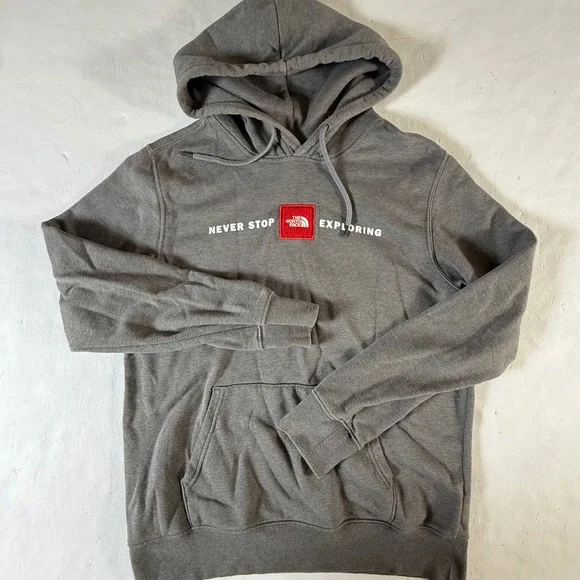 The North Face Mens Medium Hoodie Never Stop Exploring Gray Performance Pullover - Picture 2 of 7